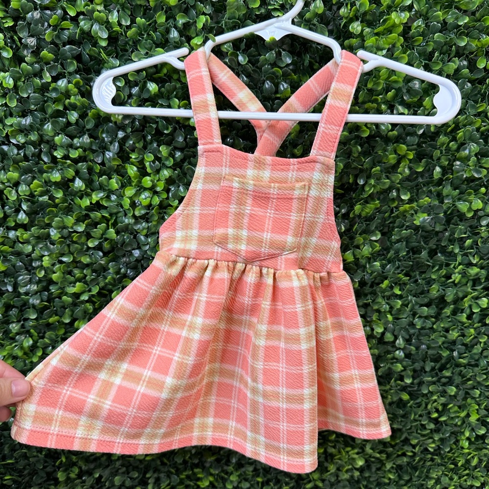 Plaid Pink and Yellow overall‎ Dress nwot